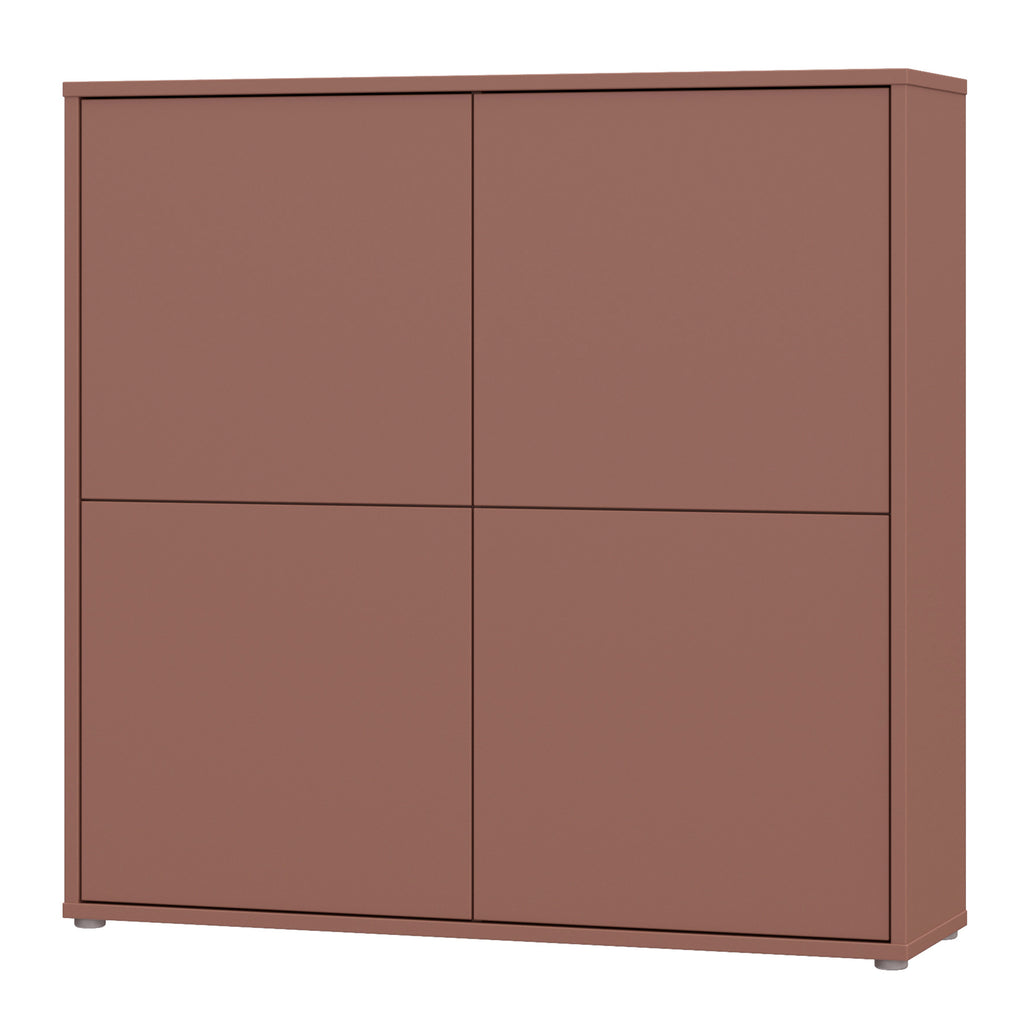 Alice Springs 4 Door Large Storage Cabinet with Push-to-Open Doors in Terracotta