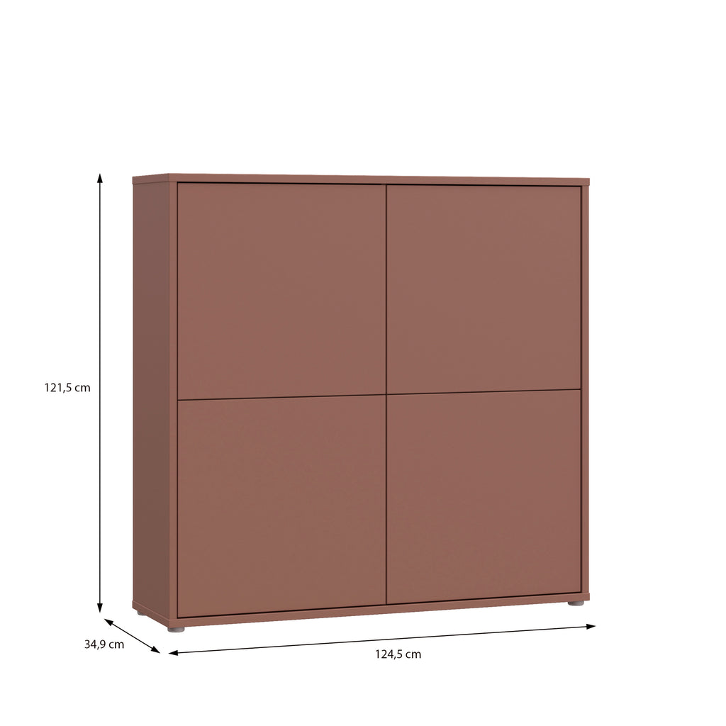 Alice Springs 4 Door Large Storage Cabinet with Push-to-Open Doors in Terracotta