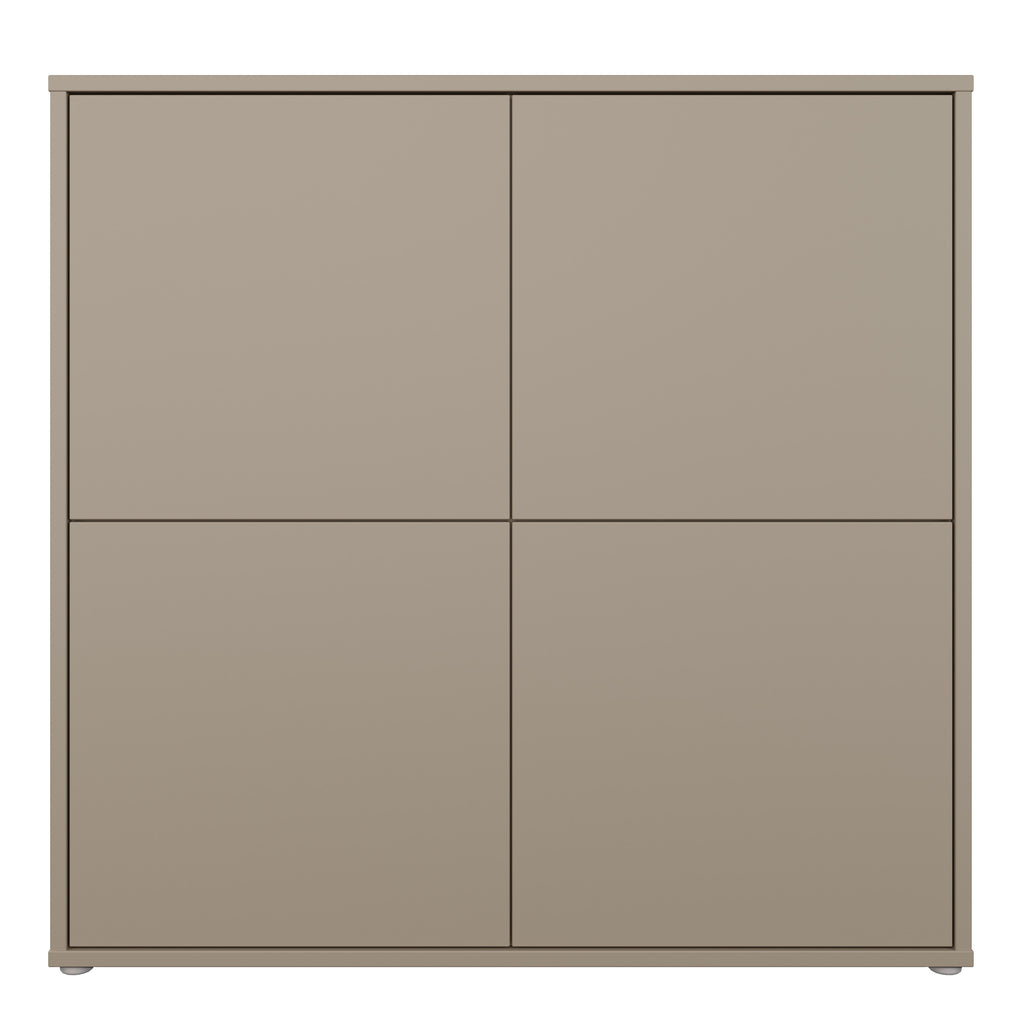 Alice Springs 4 Door Large Storage Cabinet with Push-to-Open Doors in Taupe
