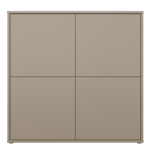Alice Springs 4 Door Large Storage Cabinet with Push-to-Open Doors in Taupe