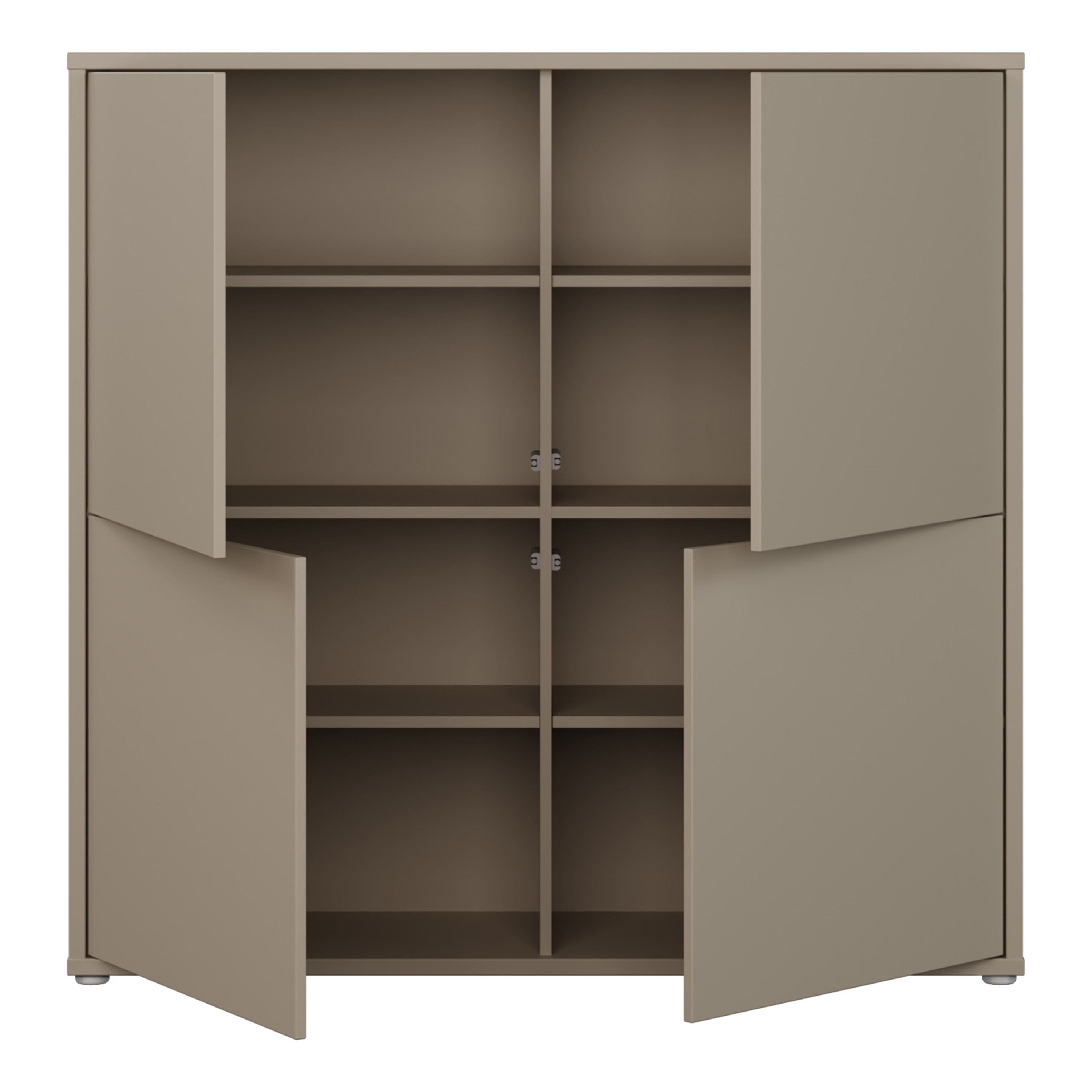 Alice Springs 4 Door Large Storage Cabinet with Push-to-Open Doors in Taupe
