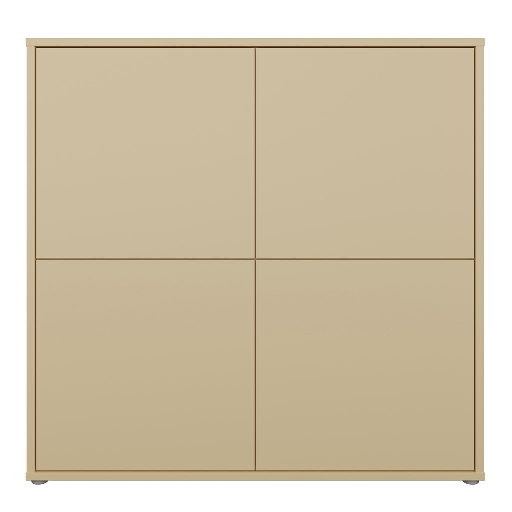 Alice Springs 4 Door Large Storage Cabinet with Push-to-Open Doors in Butter Yellow