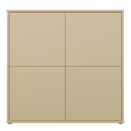 Alice Springs 4 Door Large Storage Cabinet with Push-to-Open Doors in Butter Yellow