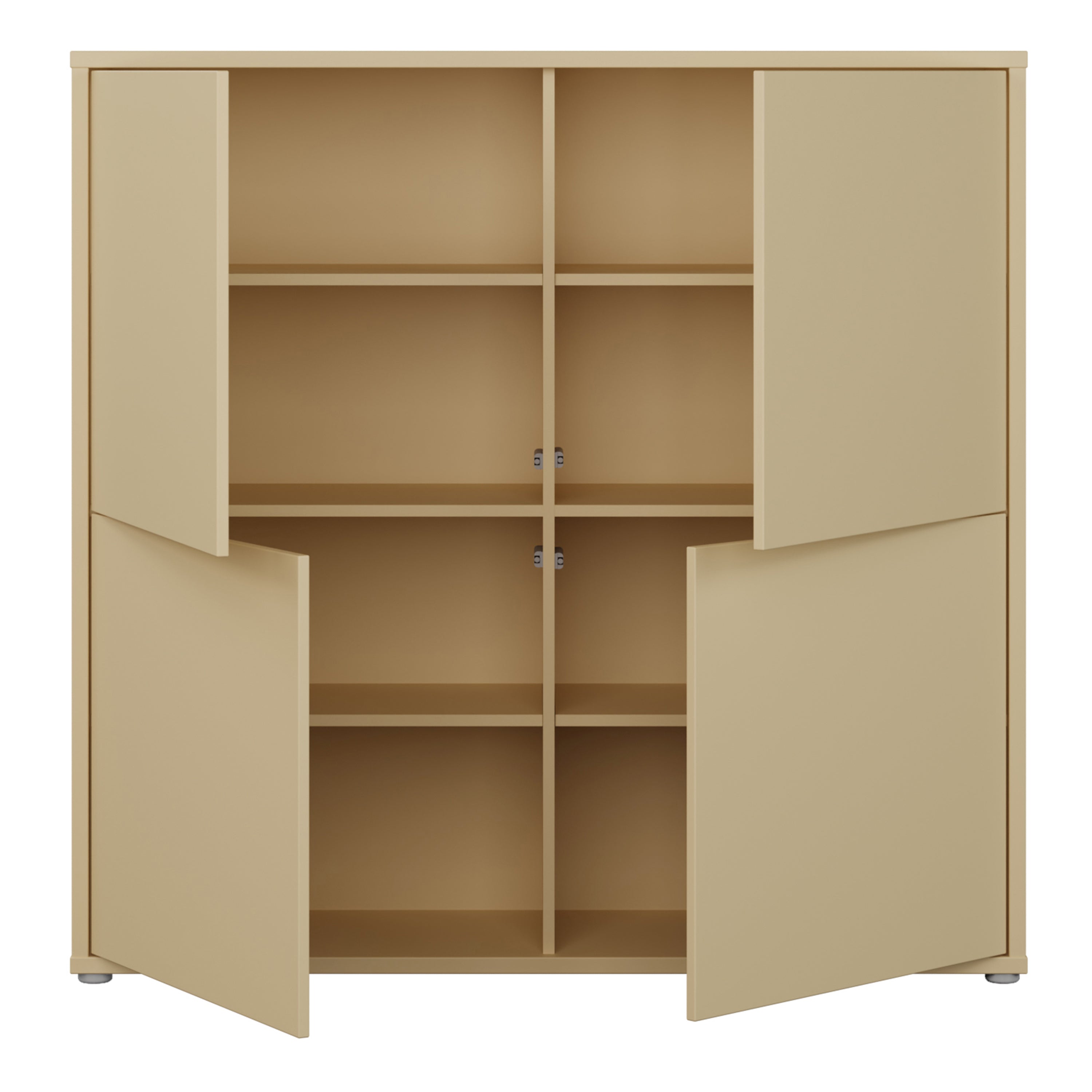 Alice Springs 4 Door Large Storage Cabinet with Push-to-Open Doors in Butter Yellow