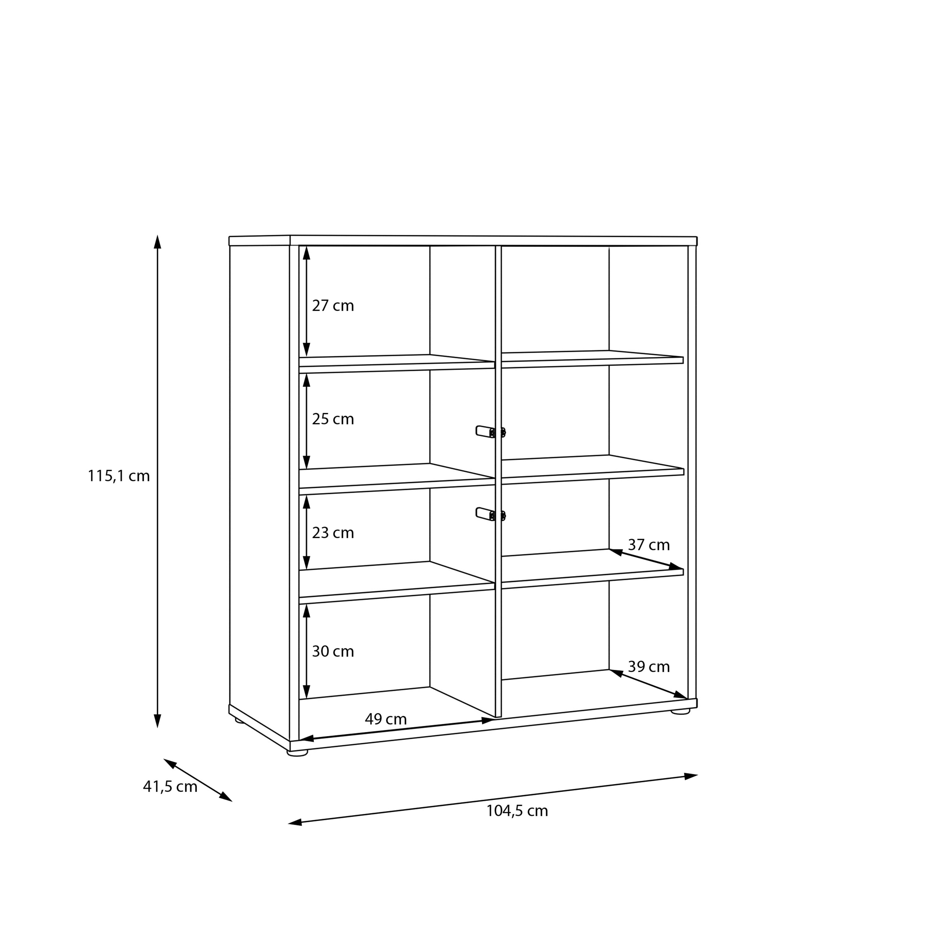 Alice Springs 4 Door Storage Cabinet with Push-to-Open Doors in Sand