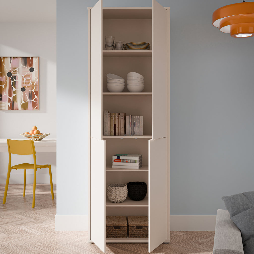 Alice Springs 4 Door Tall Storage Cabinet with Push-to-Open Doors in Sand