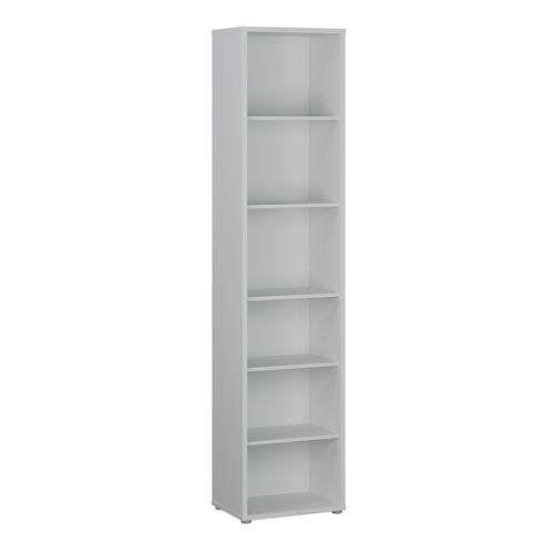 Alice Springs Tall Narrow Bookcase with 5 Shelves in Light Grey