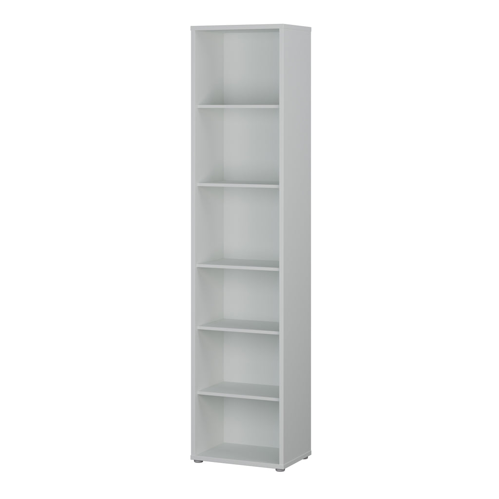 Alice Springs Tall Narrow Bookcase with 5 Shelves in Light Grey