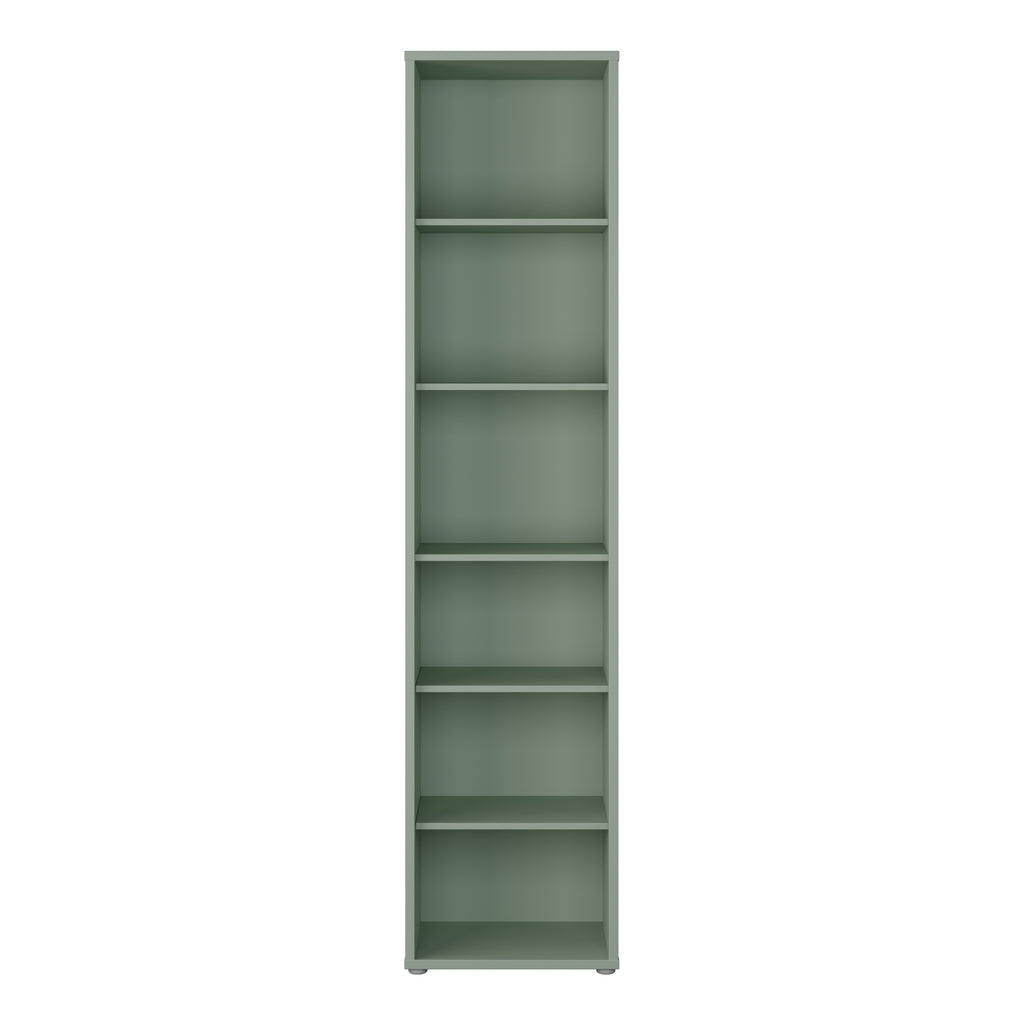 Alice Springs Tall Narrow Bookcase with 5 Shelves in Sage Green