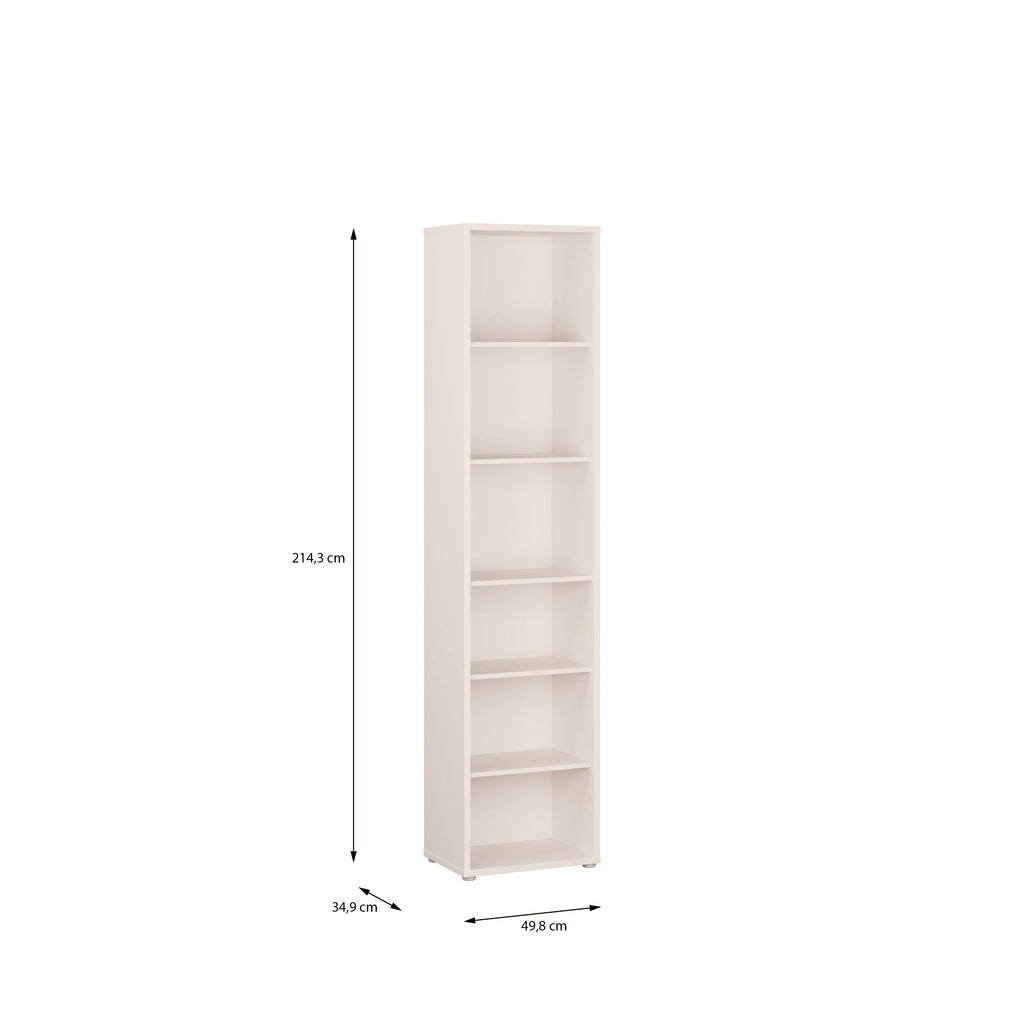 Alice Springs Tall Narrow Bookcase with 5 Shelves in Soft Neutral