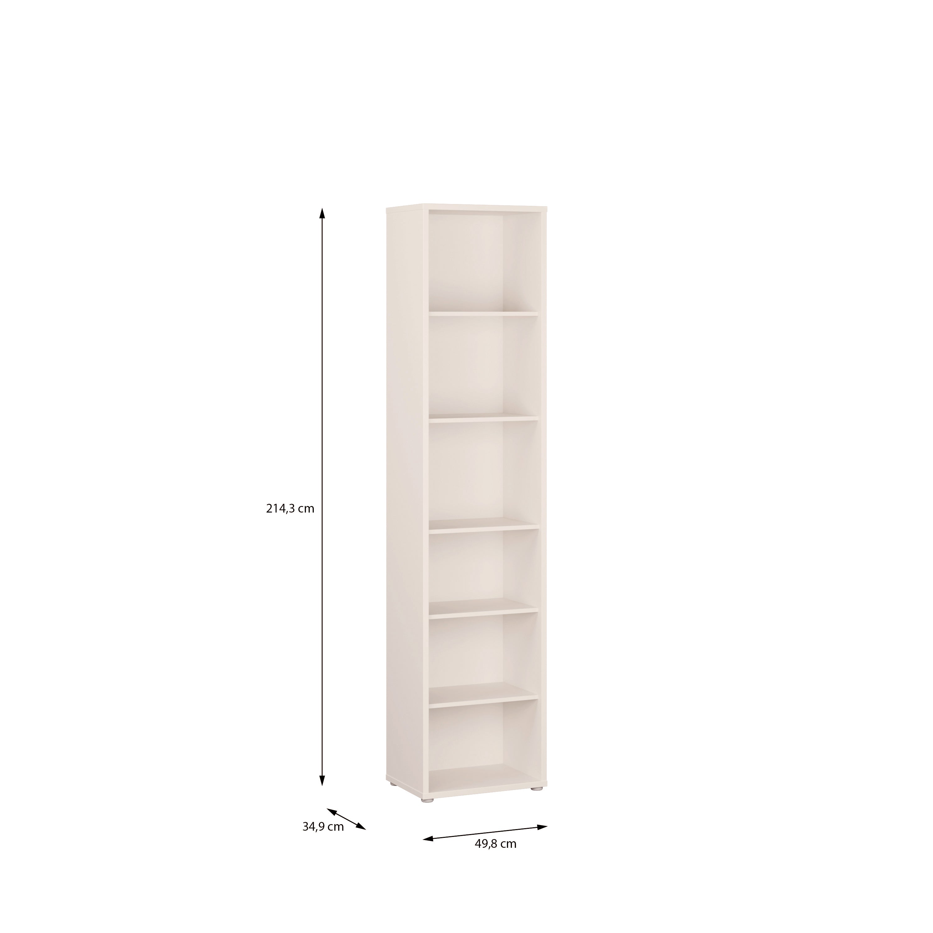 Alice Springs Tall Narrow Bookcase with 5 Shelves in Soft Neutral
