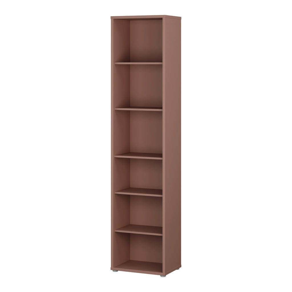 Alice Springs Tall Narrow Bookcase with 5 Shelves in Terracotta