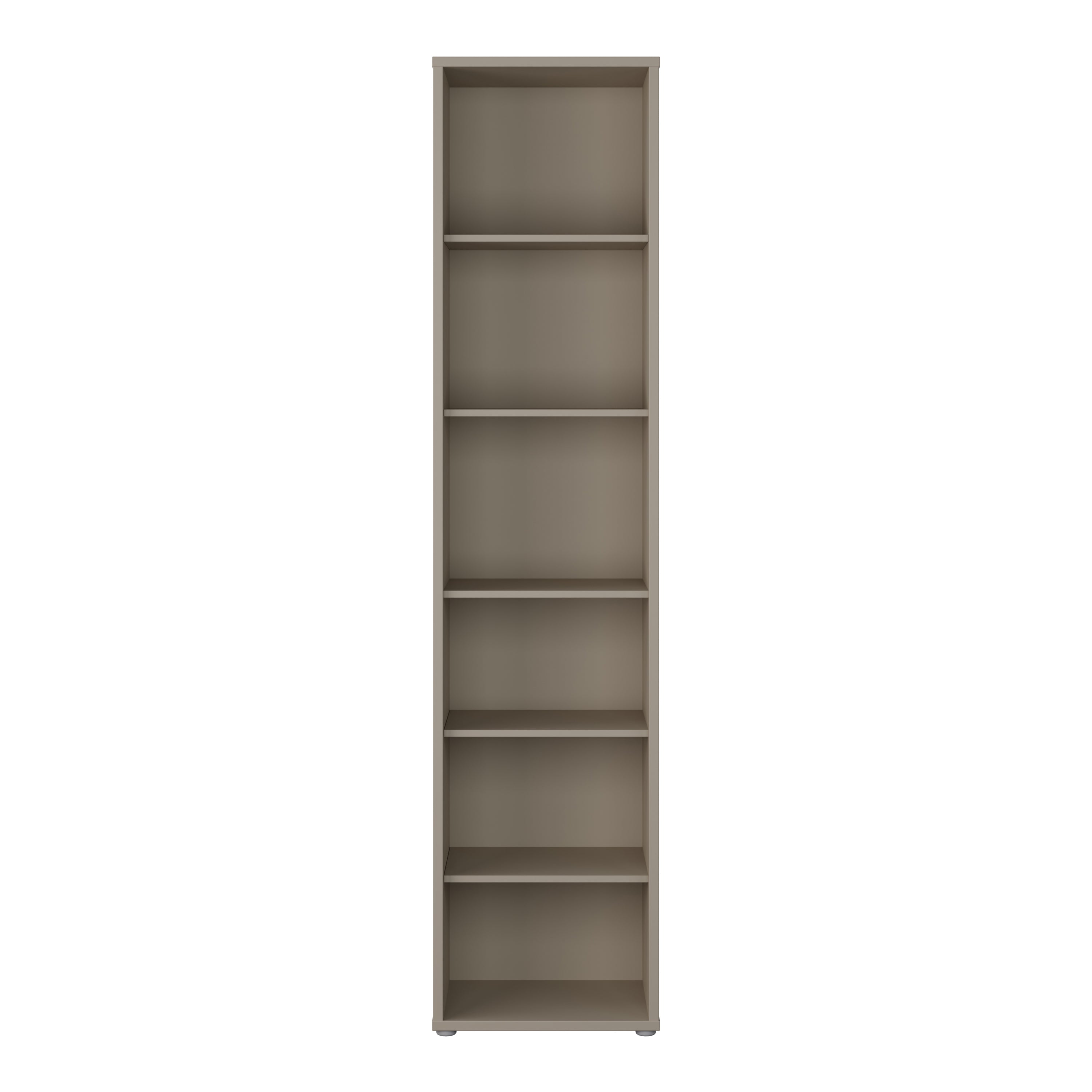 Alice Springs Tall Narrow Bookcase with 5 Shelves in Taupe