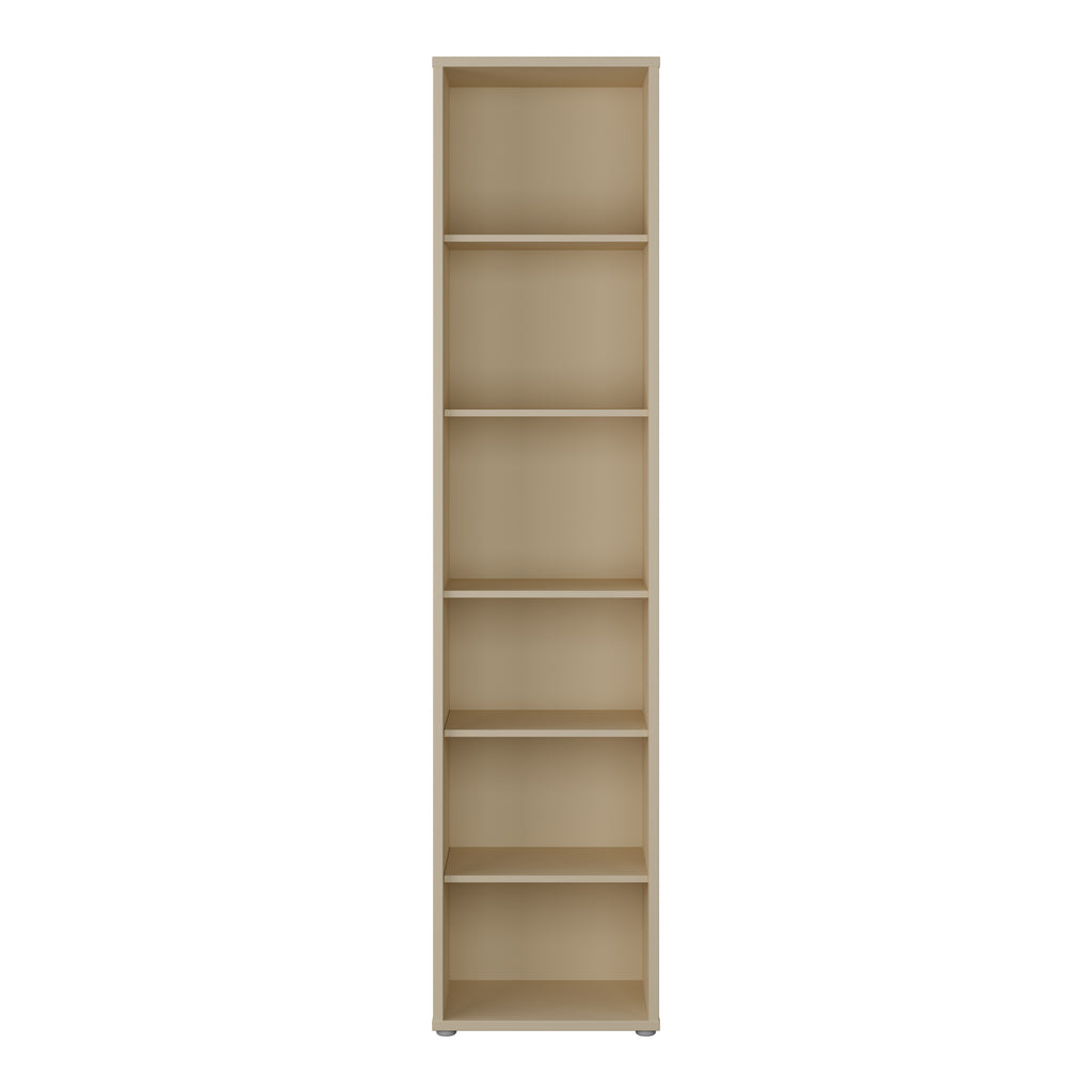Alice Springs Tall Narrow Bookcase with 5 Shelves in Butter Yellow