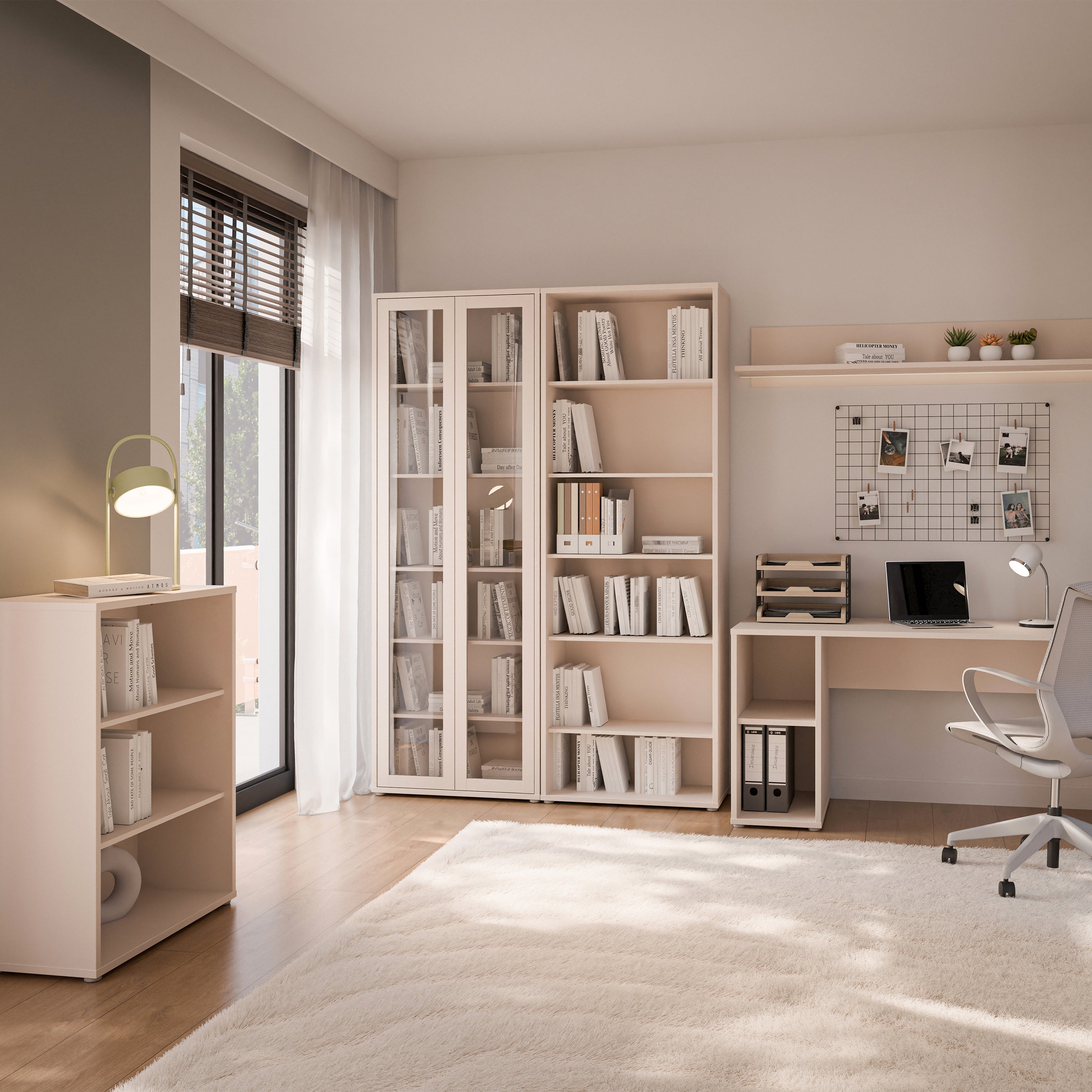 Alice Springs Tall Wide Bookcase with 5 Shelves in Sand