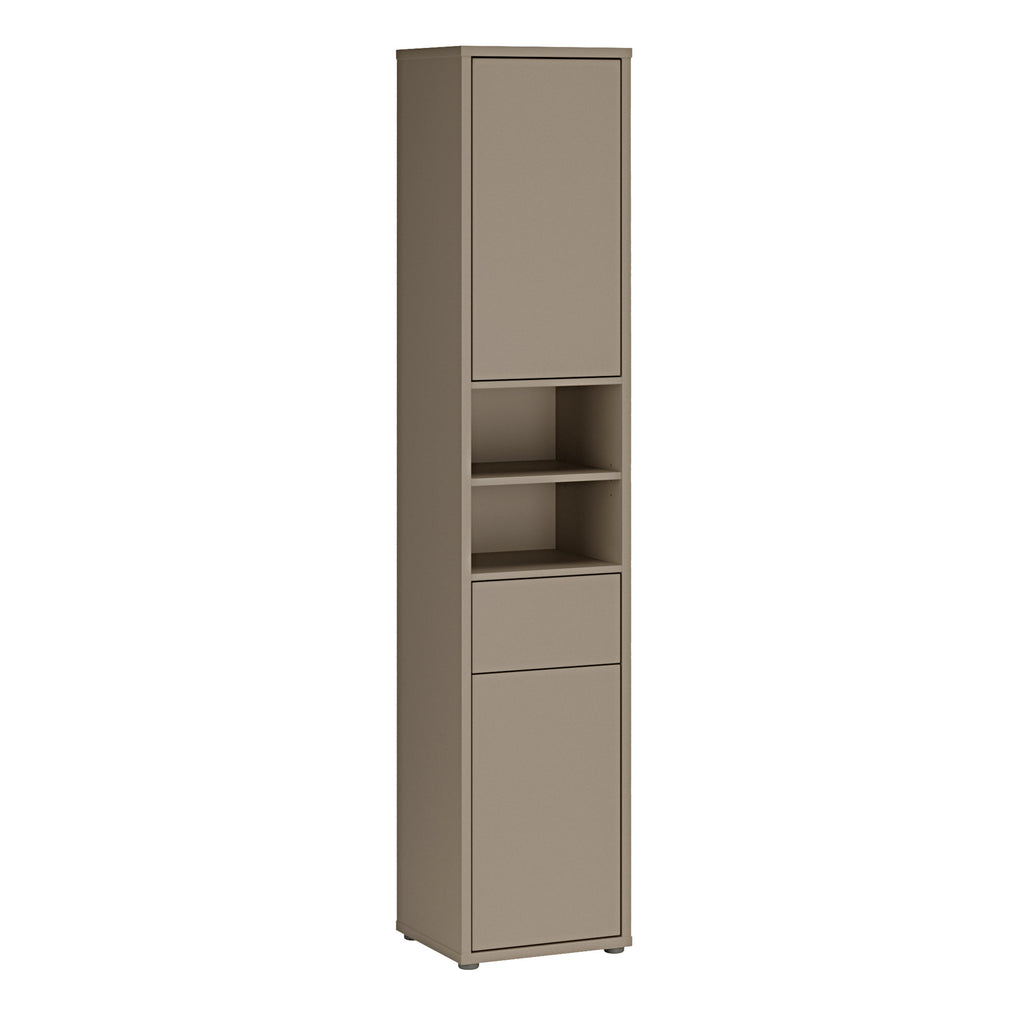 Alice Springs Tall Narrow Bathroom Storage Cabinet with 2 Doors Push-to-Open & 1 Drawer Push-to-Open in Taupe