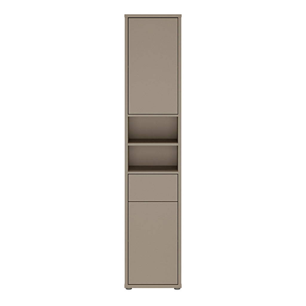 Alice Springs Tall Narrow Bathroom Storage Cabinet with 2 Doors Push-to-Open & 1 Drawer Push-to-Open in Taupe