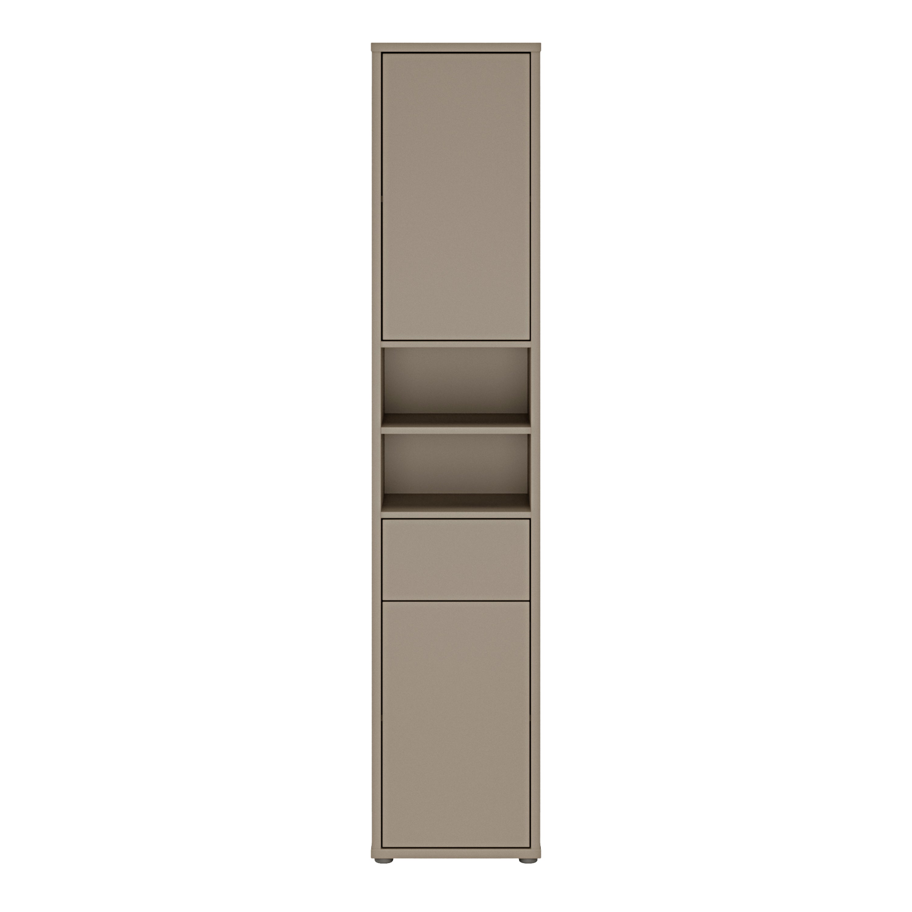 Alice Springs Tall Narrow Bathroom Storage Cabinet with 2 Doors Push-to-Open & 1 Drawer Push-to-Open in Taupe