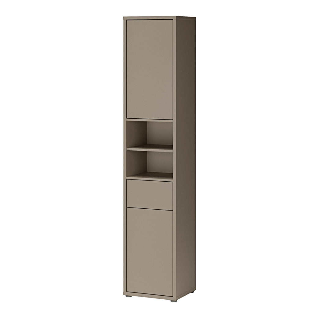 Alice Springs Tall Narrow Bathroom Storage Cabinet with 2 Doors Push-to-Open & 1 Drawer Push-to-Open in Taupe