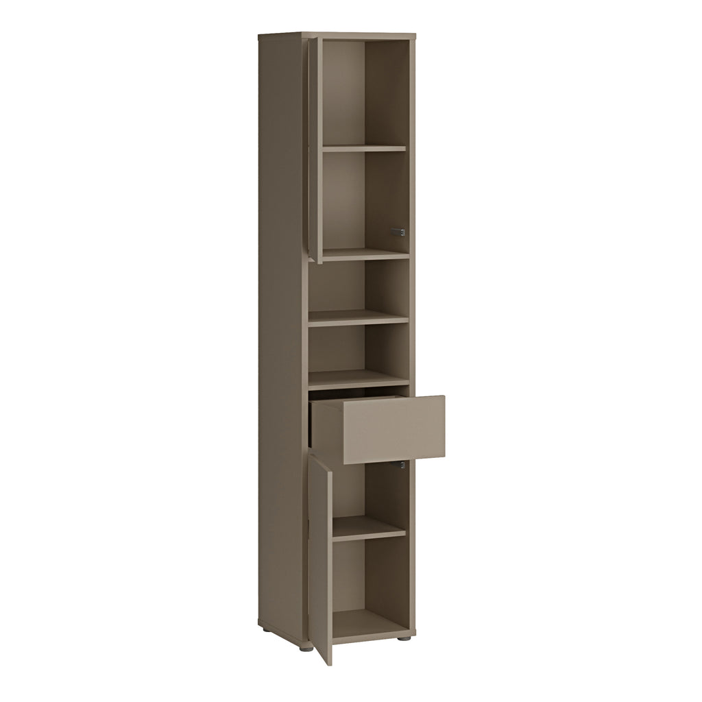 Alice Springs Tall Narrow Bathroom Storage Cabinet with 2 Doors Push-to-Open & 1 Drawer Push-to-Open in Taupe