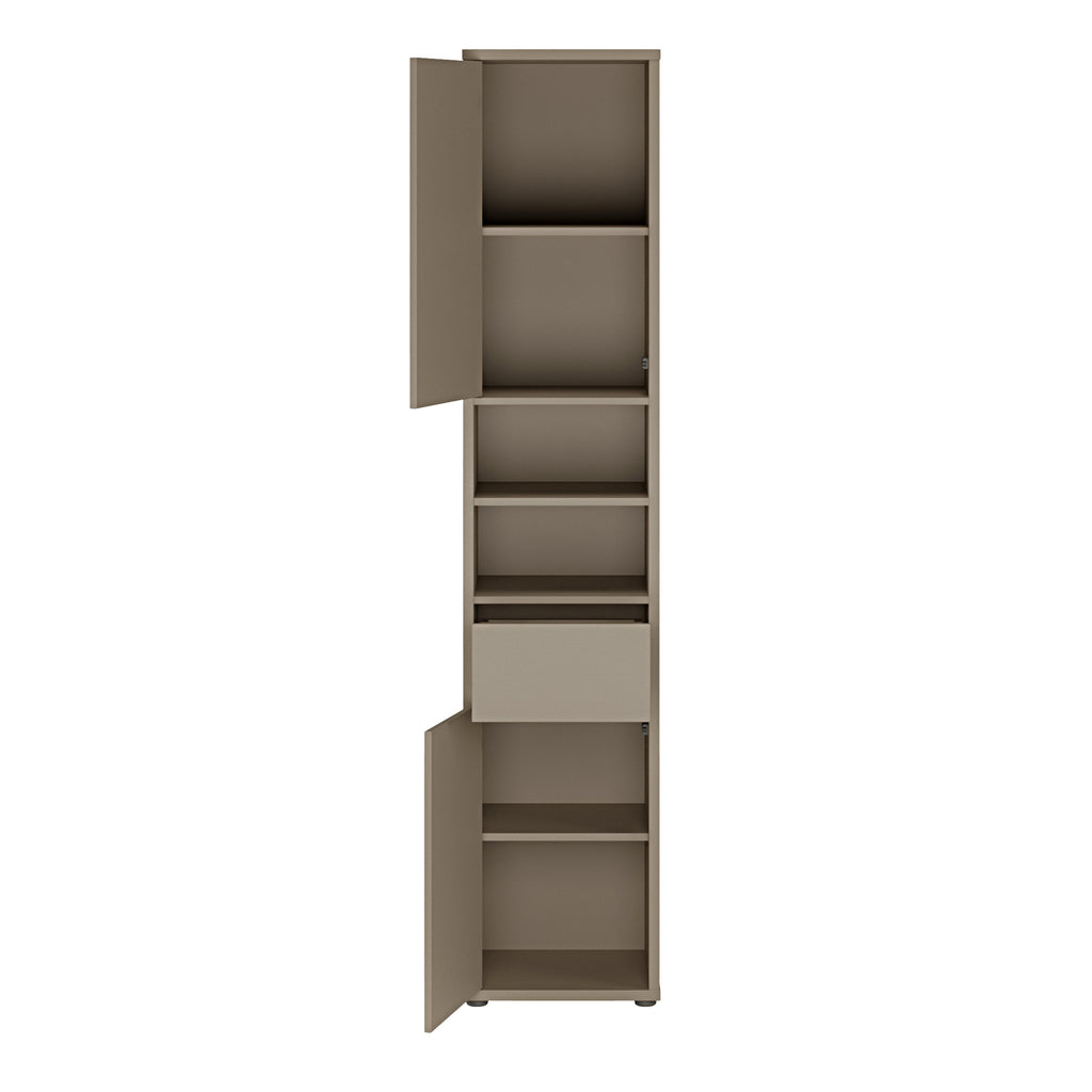 Alice Springs Tall Narrow Bathroom Storage Cabinet with 2 Doors Push-to-Open & 1 Drawer Push-to-Open in Taupe