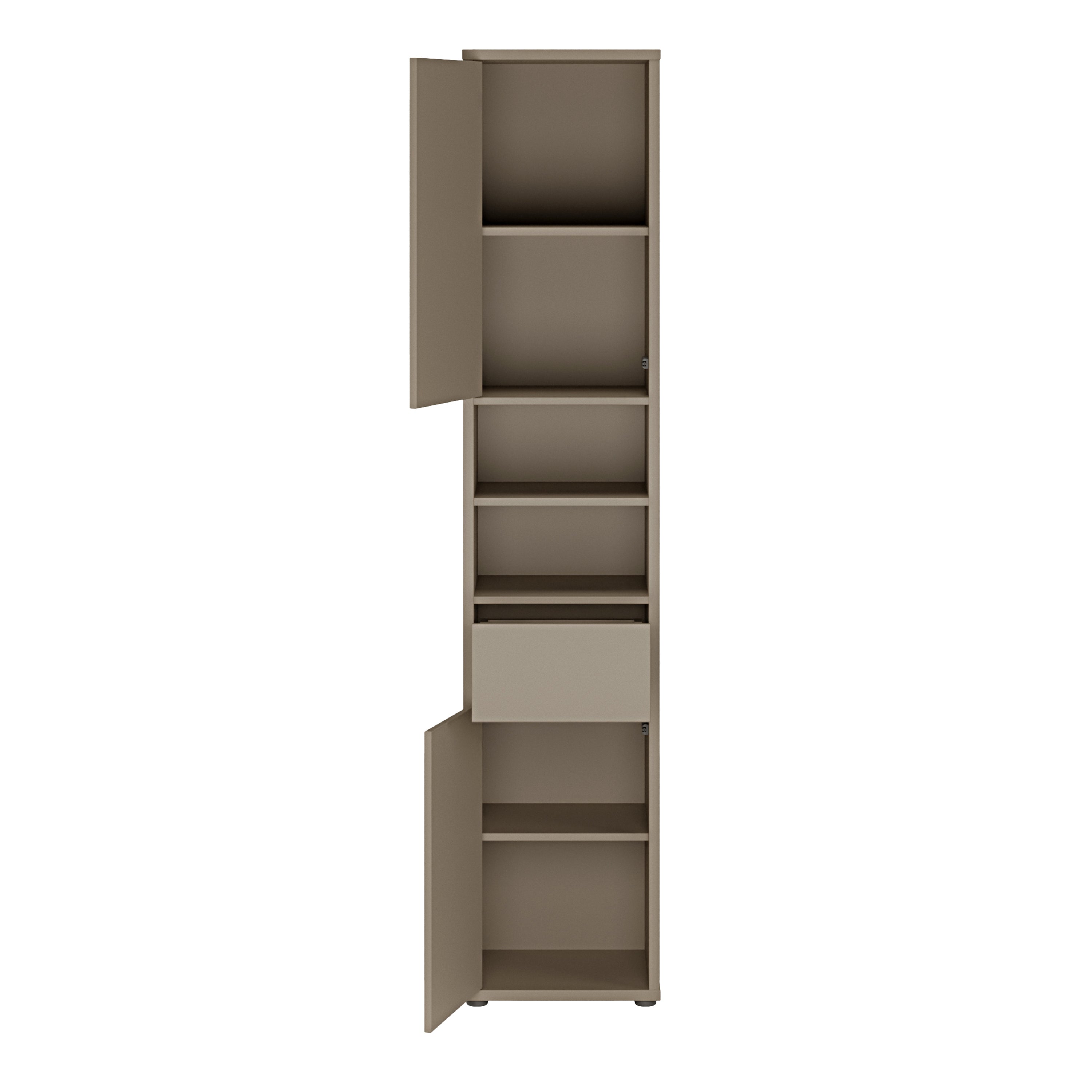 Alice Springs Tall Narrow Bathroom Storage Cabinet with 2 Doors Push-to-Open & 1 Drawer Push-to-Open in Taupe