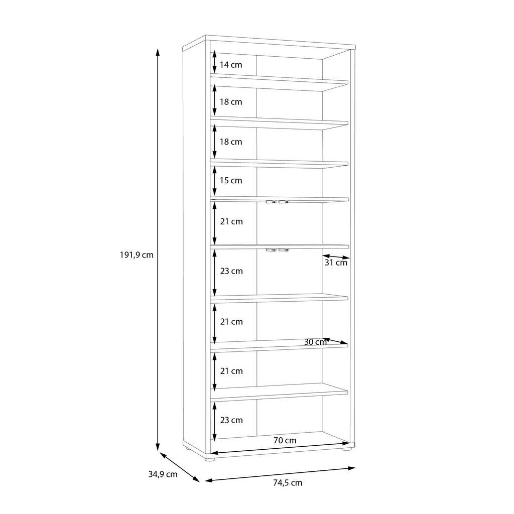 Alice Springs Shoe Cabinet with 4 Doors Push-to-Open in Artisan Oak