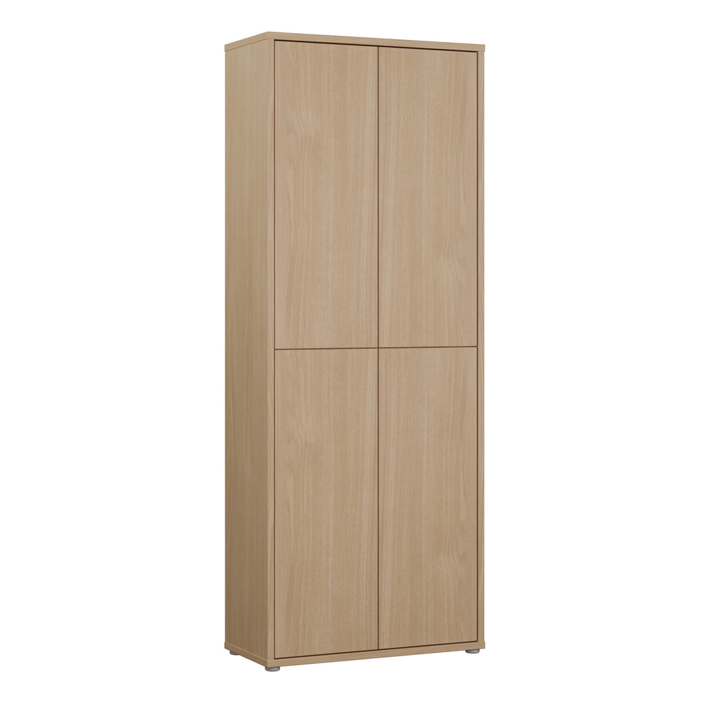 Alice Springs Tall Shoe Cabinet with 4 Doors Push-to-Open in Elegancia Oak