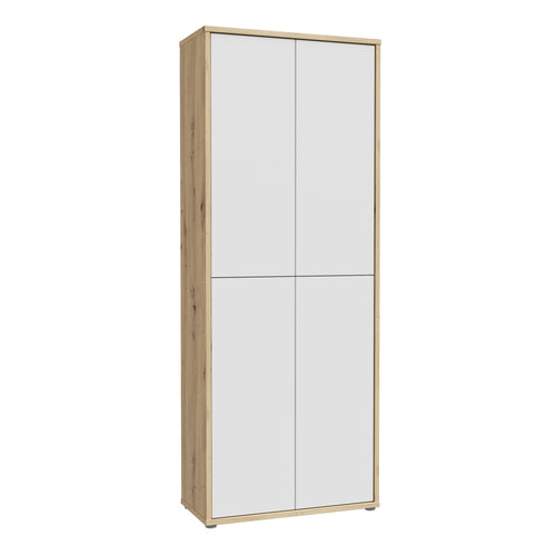 Alice Springs Shoe Cabinet with 4 Doors Push-to-Open in Artisan Oak and Light Grey Doors