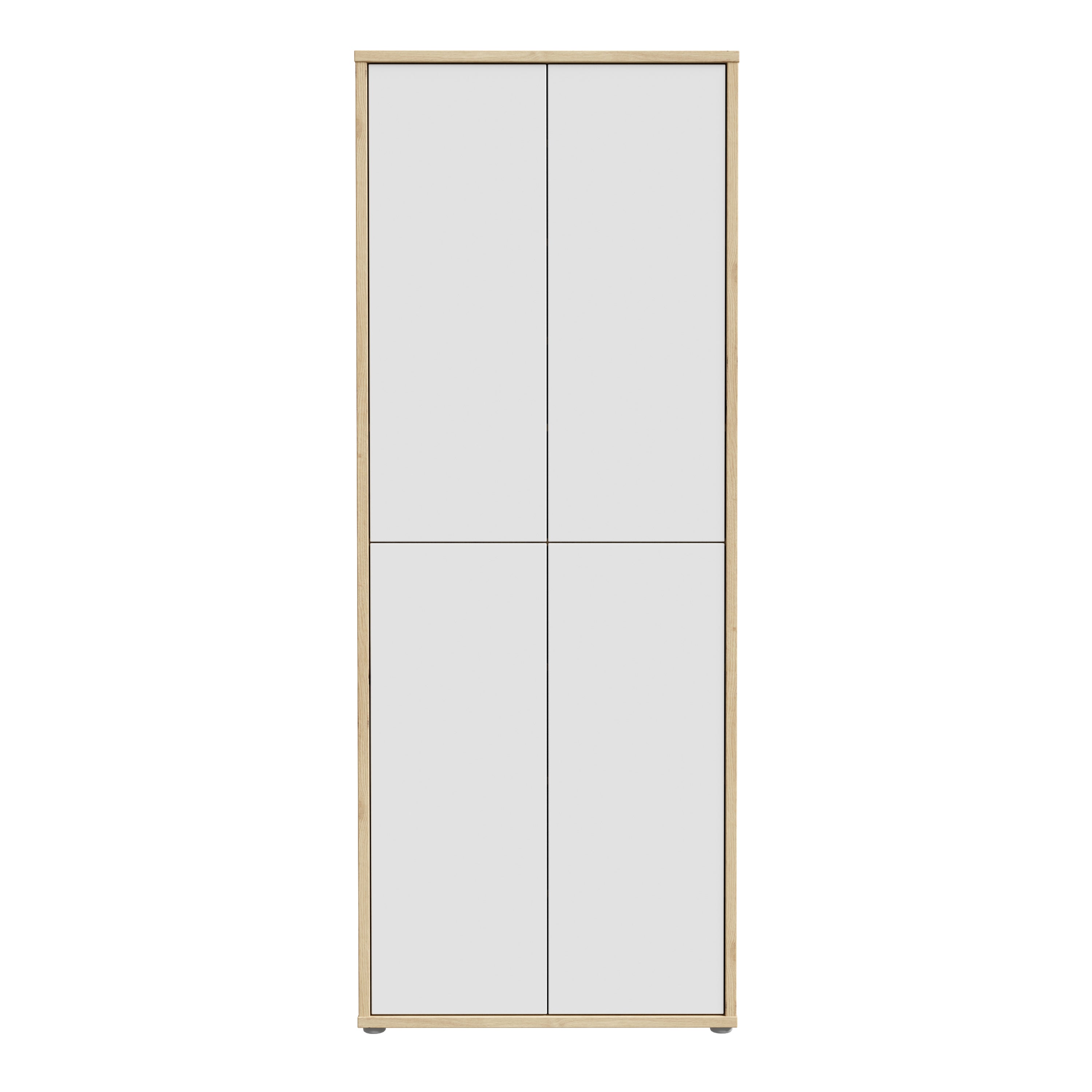 Alice Springs Shoe Cabinet with 4 Doors Push-to-Open in Artisan Oak and Light Grey Doors