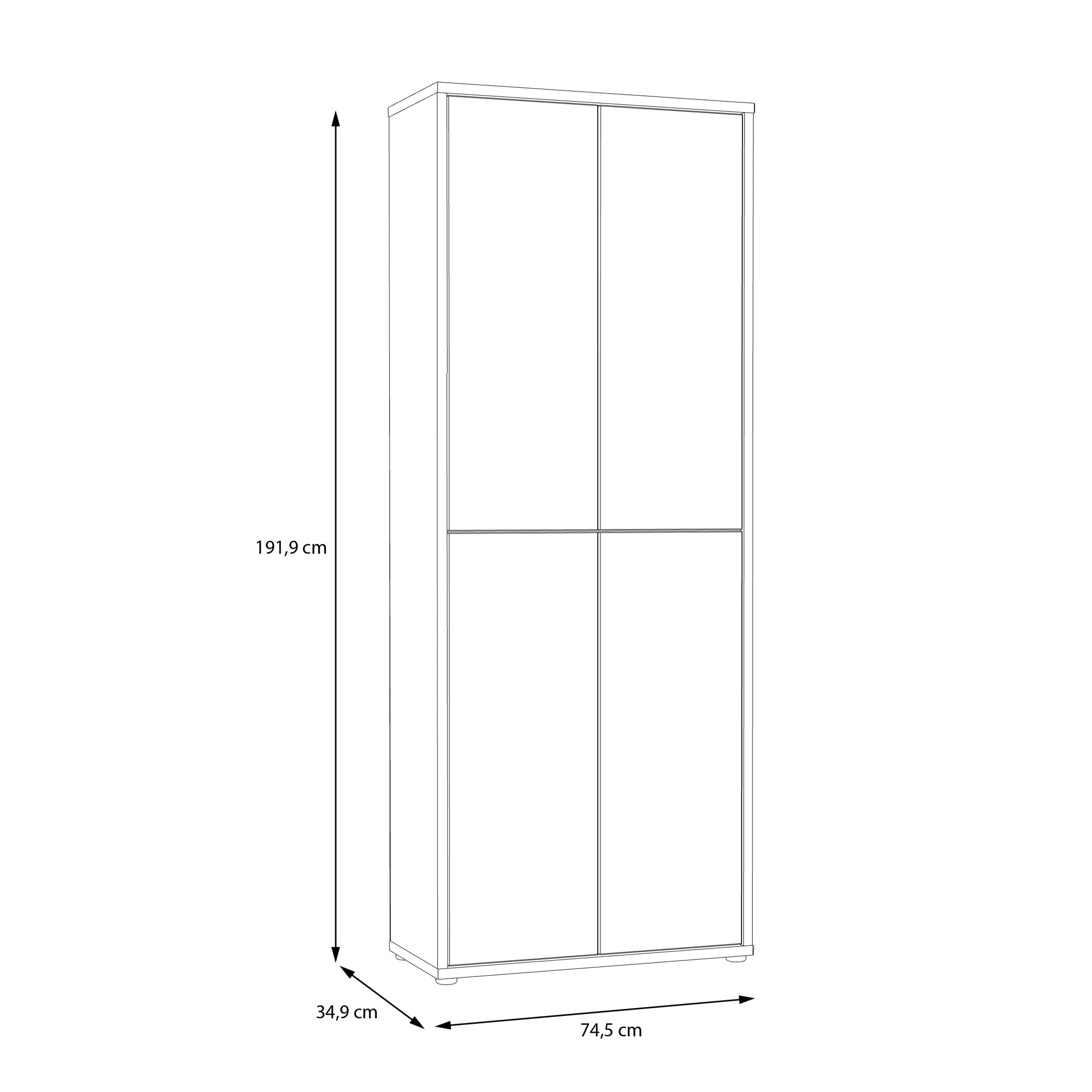 Alice Springs Shoe Cabinet with 4 Doors Push-to-Open in Artisan Oak and Light Grey Doors