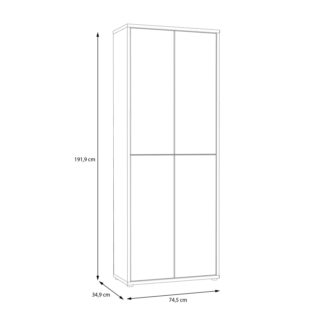 Alice Springs Shoe Cabinet with 4 Doors Push-to-Open in Artisan Oak and Sage Green Doors