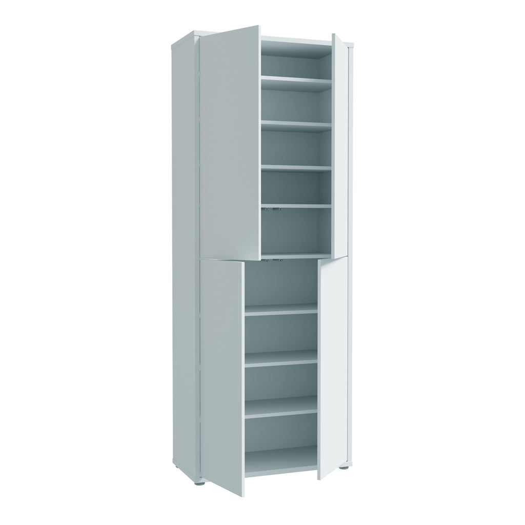 Alice Springs Tall Shoe Cabinet with 4 Doors Push-to-Open in Light Grey