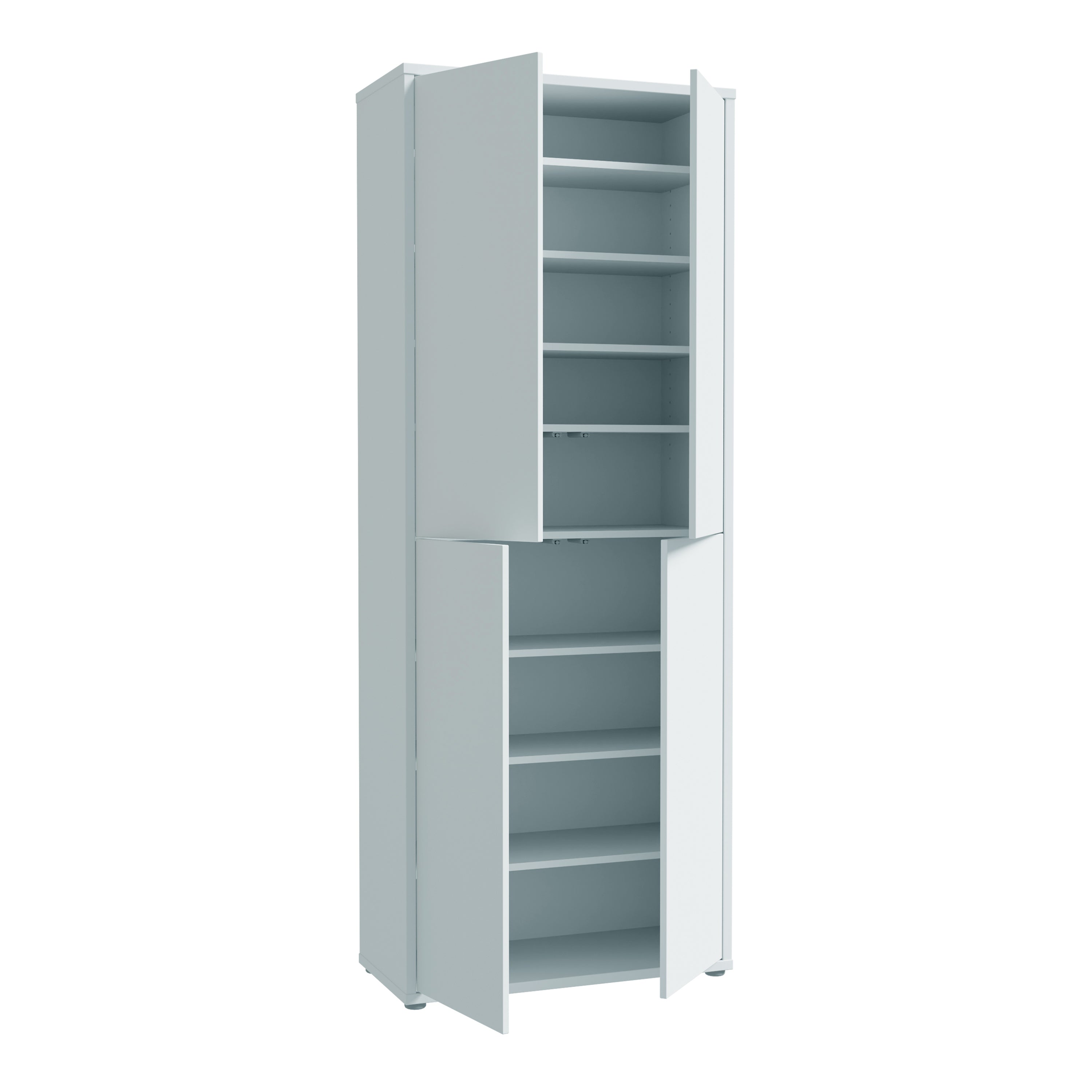 Alice Springs Tall Shoe Cabinet with 4 Doors Push-to-Open in Light Grey