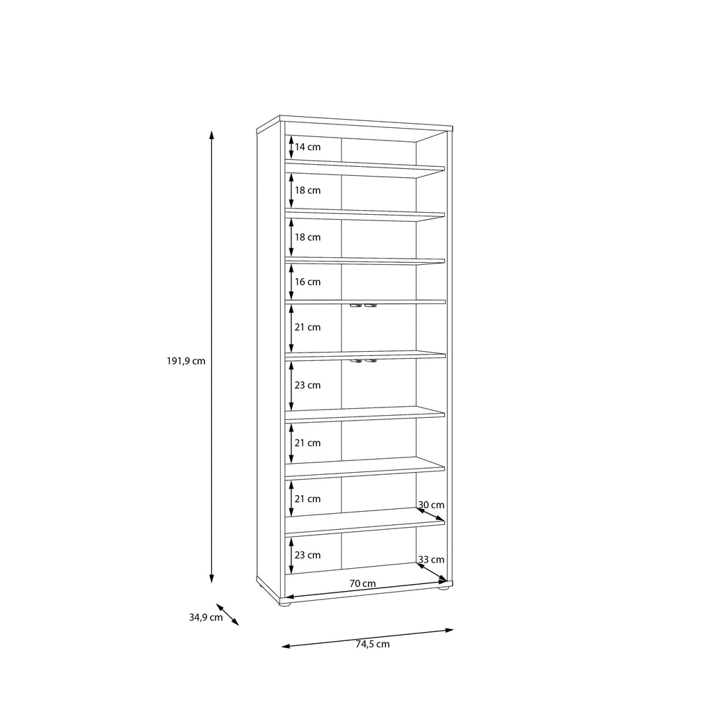 Alice Springs Tall Shoe Cabinet with 4 Doors Push-to-Open in Light Grey