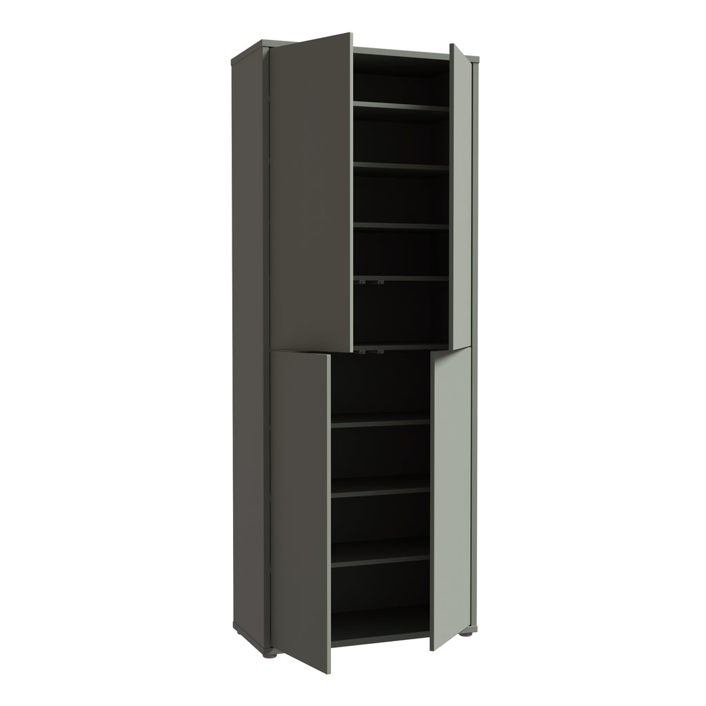 Alice Springs Tall Shoe Cabinet with 4 Doors Push-to-Open in Sage Green