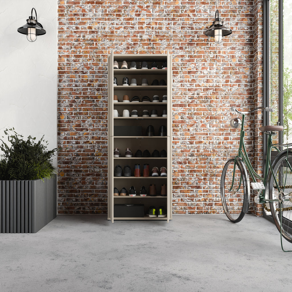 Alice Springs Tall Shoe Cabinet with 4 Doors Push-to-Open in Sand