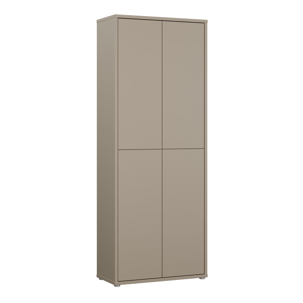Alice Springs Tall Shoe Cabinet with 4 Doors Push-to-Open in Taupe