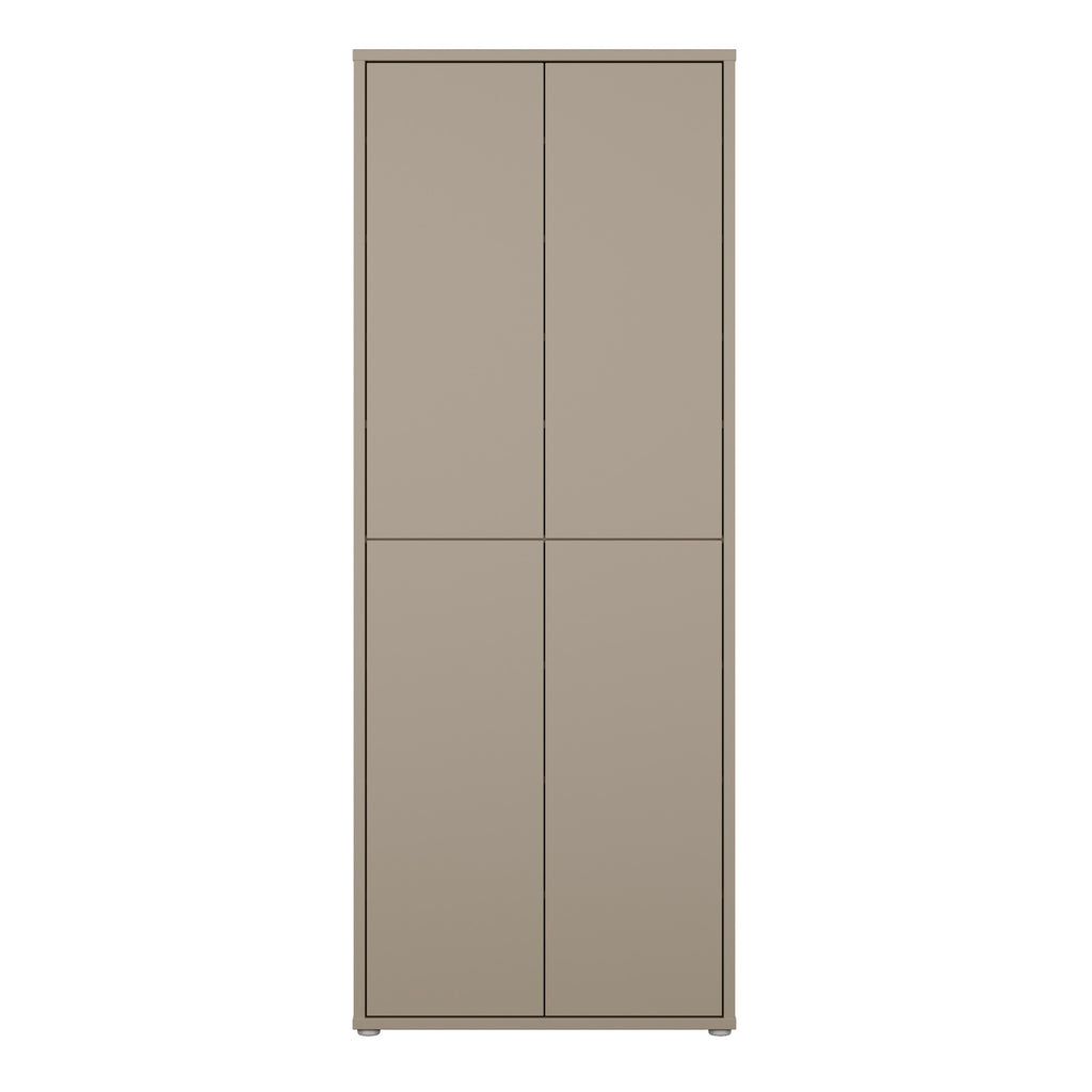 Alice Springs Tall Shoe Cabinet with 4 Doors Push-to-Open in Taupe