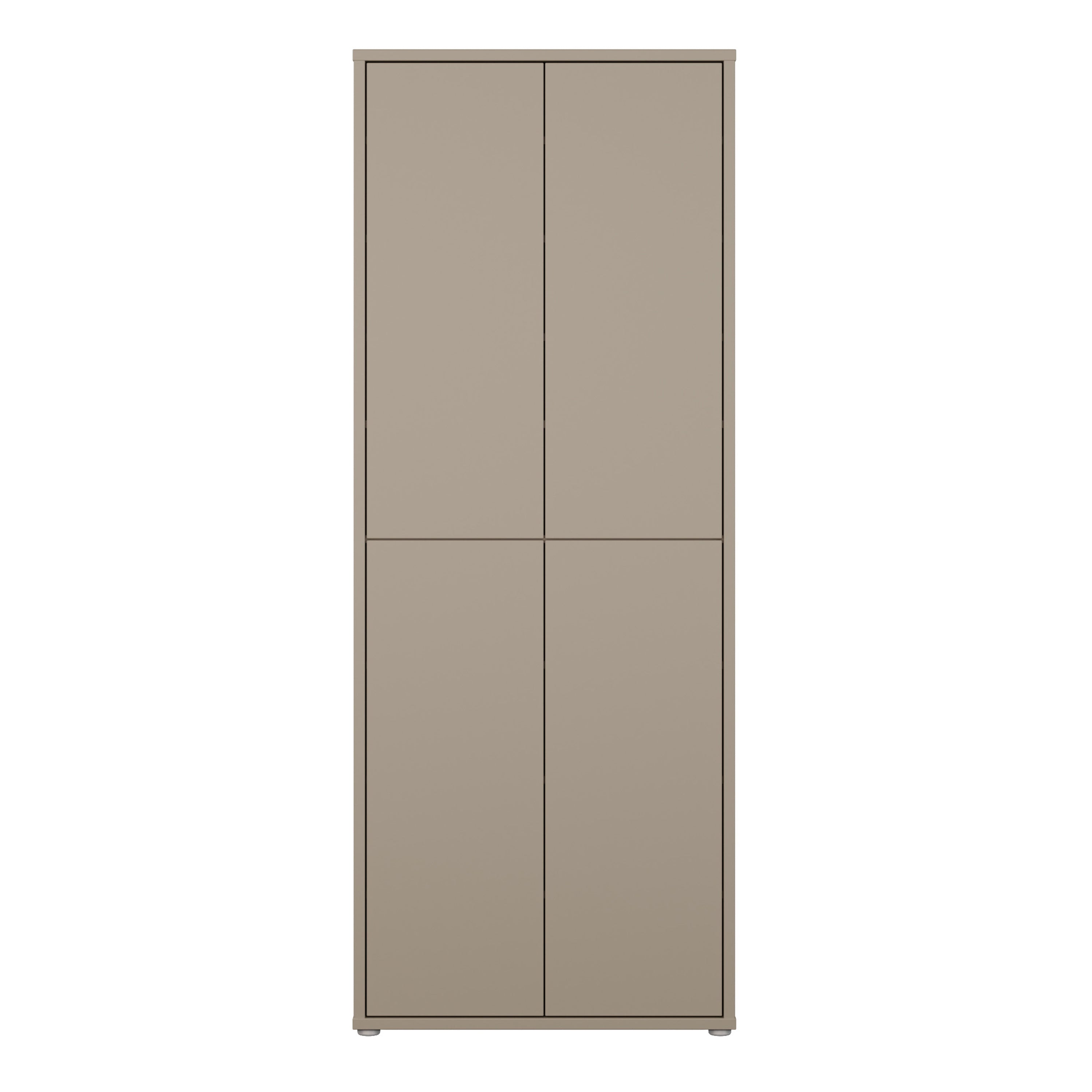 Alice Springs Tall Shoe Cabinet with 4 Doors Push-to-Open in Taupe