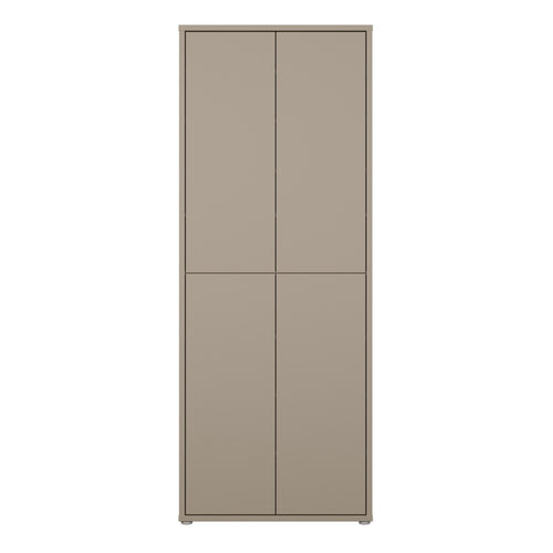 Alice Springs Tall Shoe Cabinet with 4 Doors Push-to-Open in Taupe