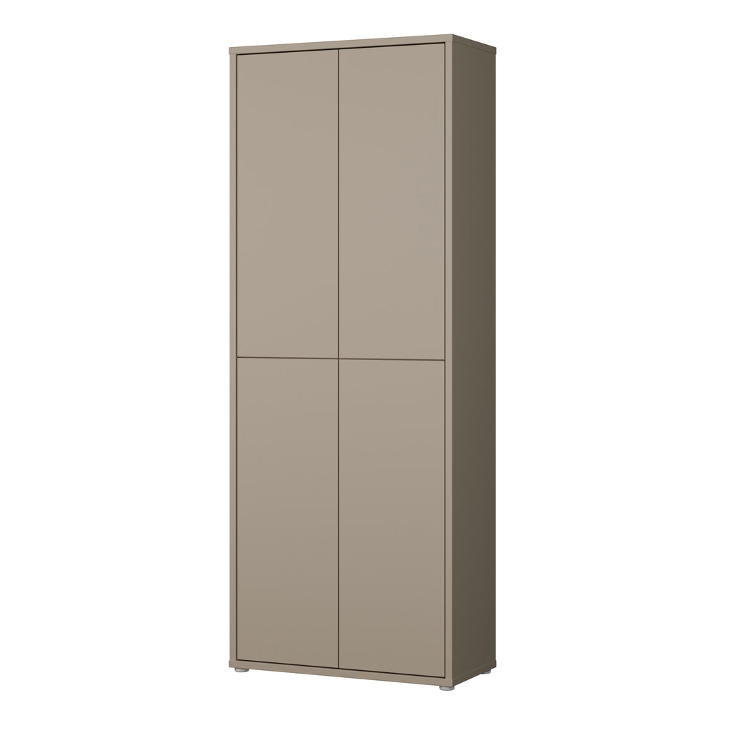 Alice Springs Tall Shoe Cabinet with 4 Doors Push-to-Open in Taupe