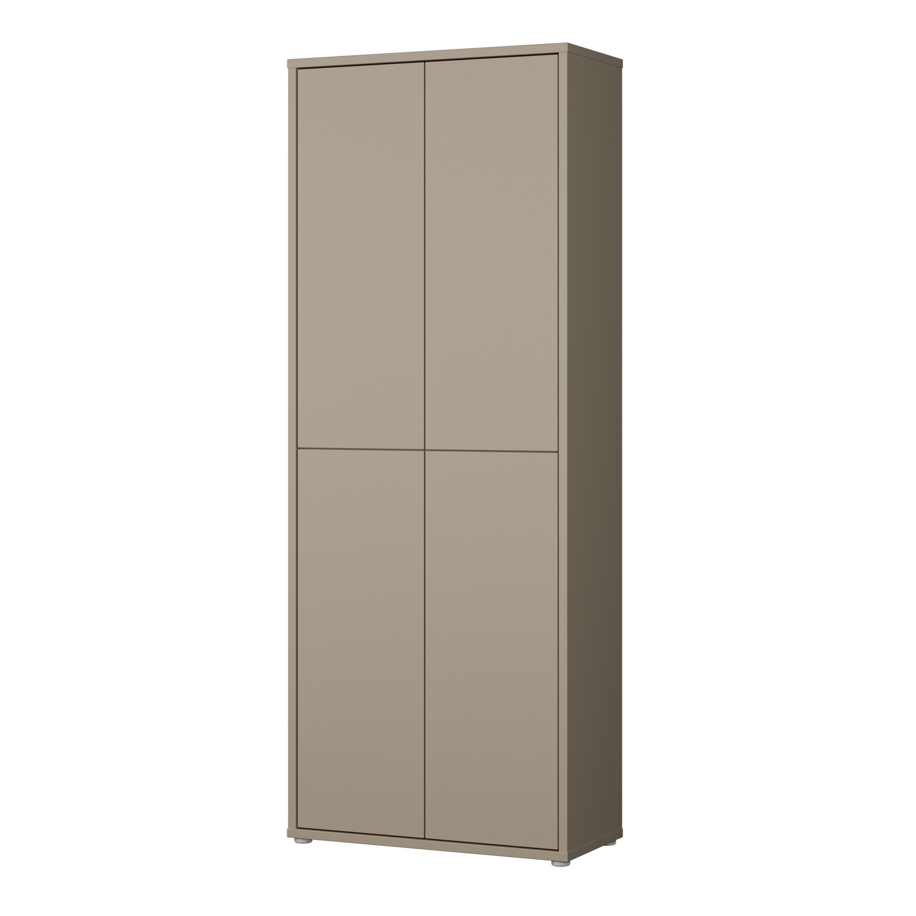 Alice Springs Tall Shoe Cabinet with 4 Doors Push-to-Open in Taupe