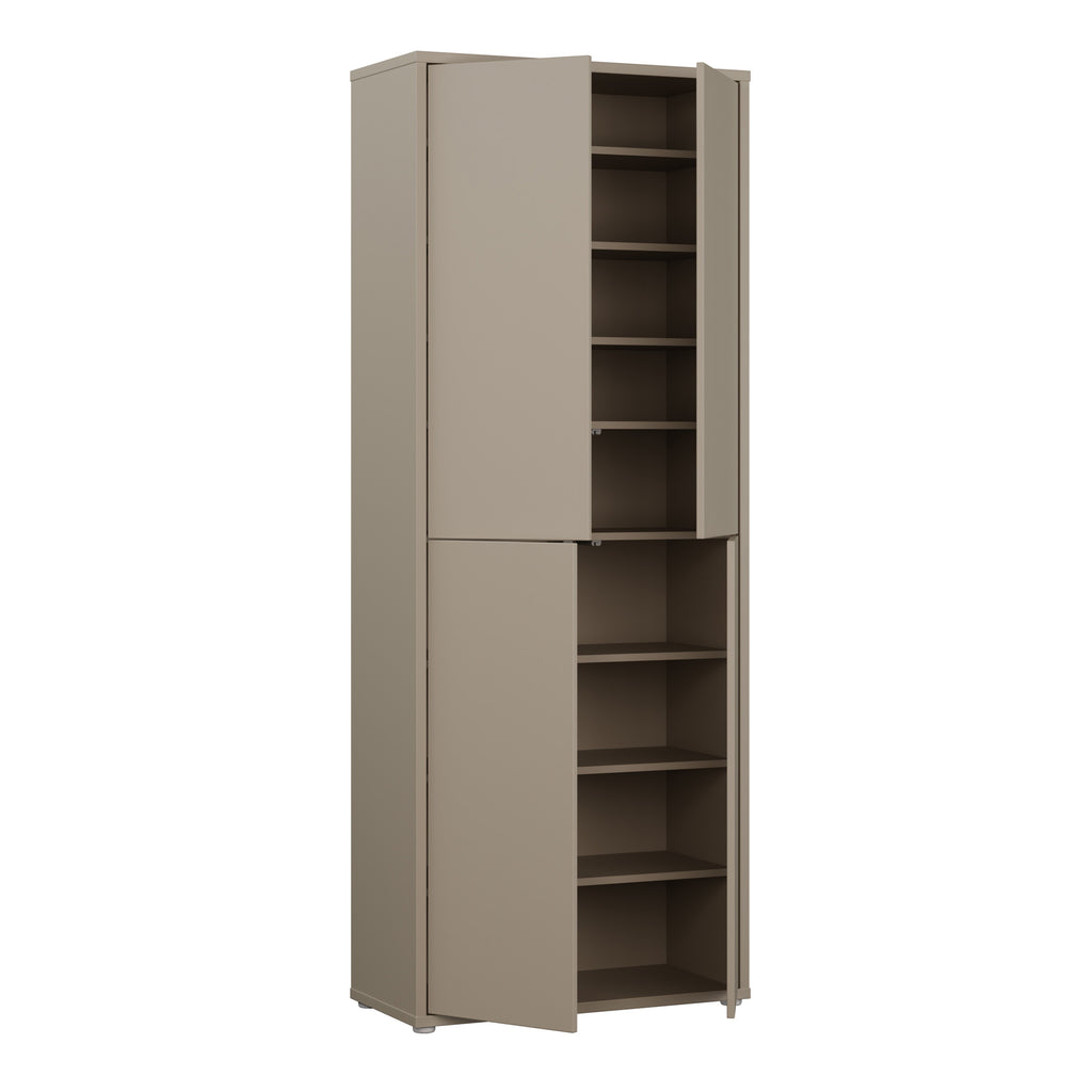 Alice Springs Tall Shoe Cabinet with 4 Doors Push-to-Open in Taupe