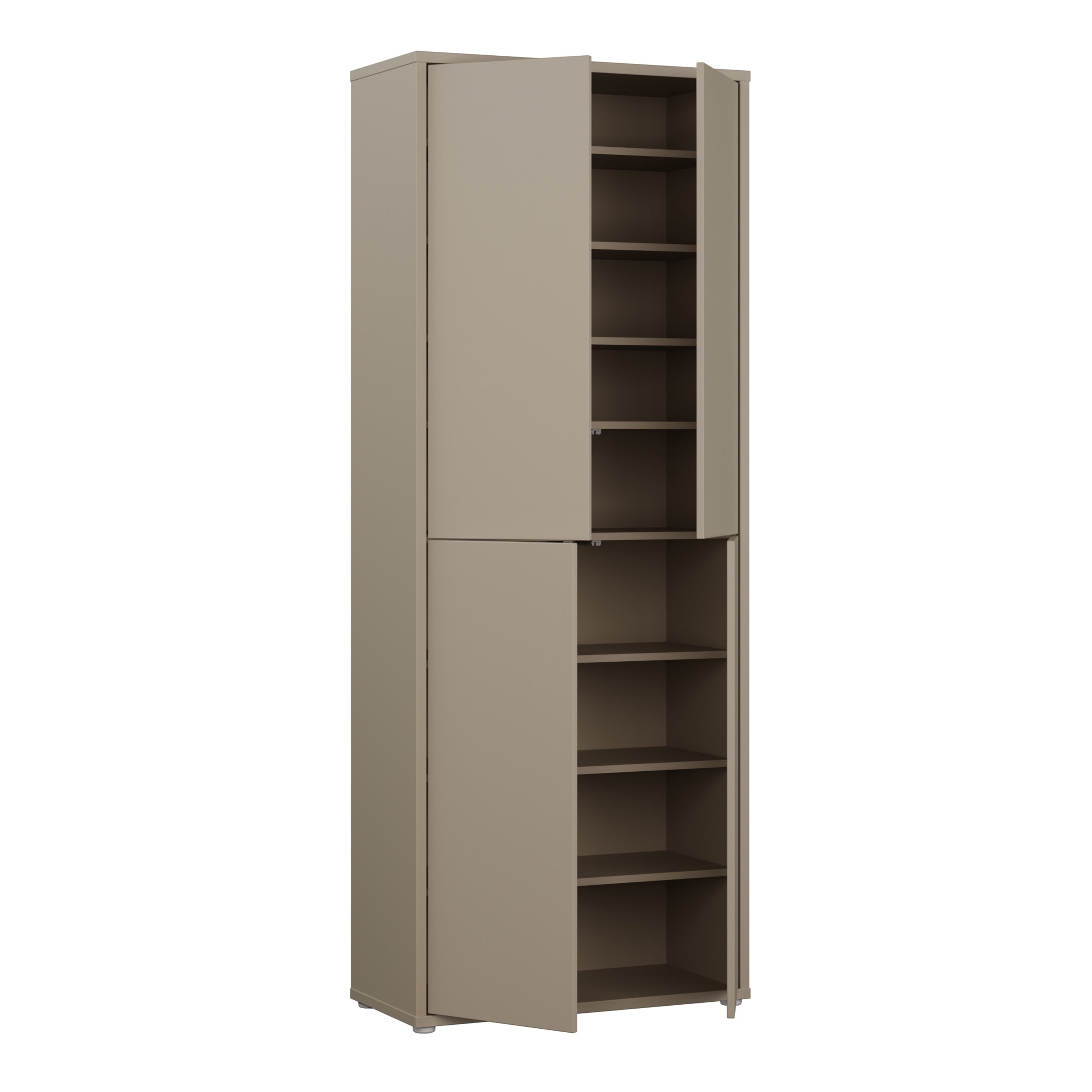 Alice Springs Tall Shoe Cabinet with 4 Doors Push-to-Open in Taupe