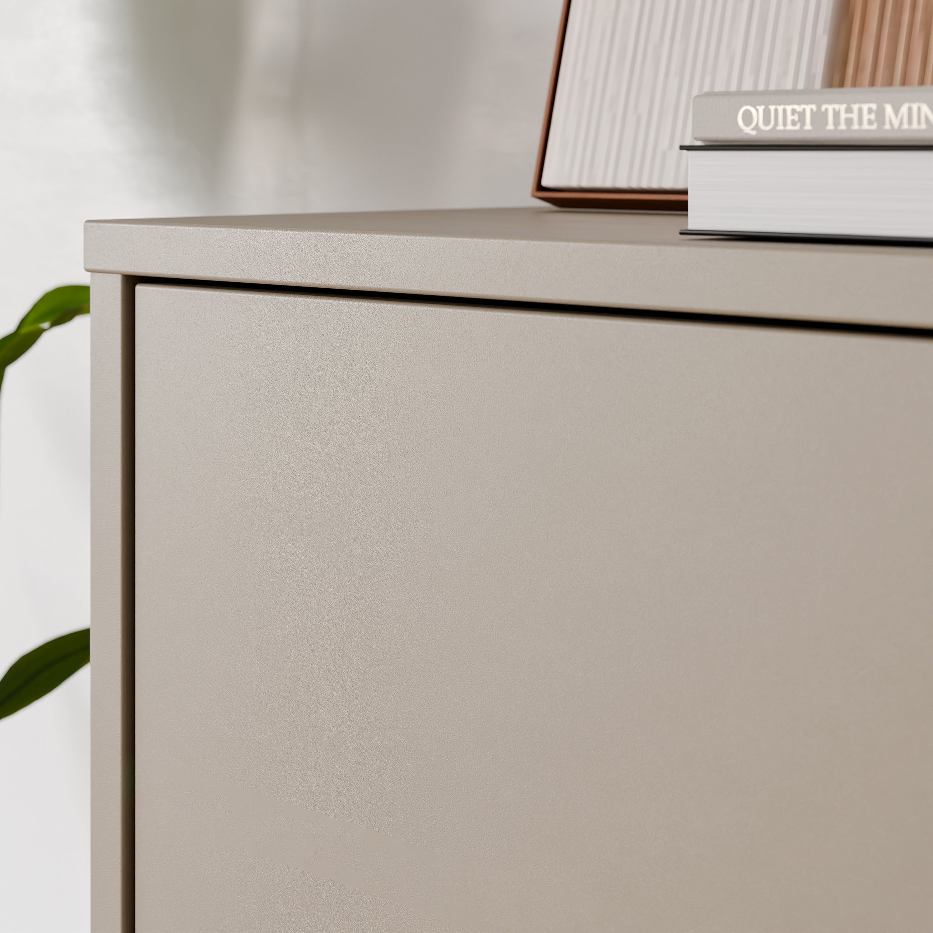 Alice Springs Tall Shoe Cabinet with 4 Doors Push-to-Open in Taupe