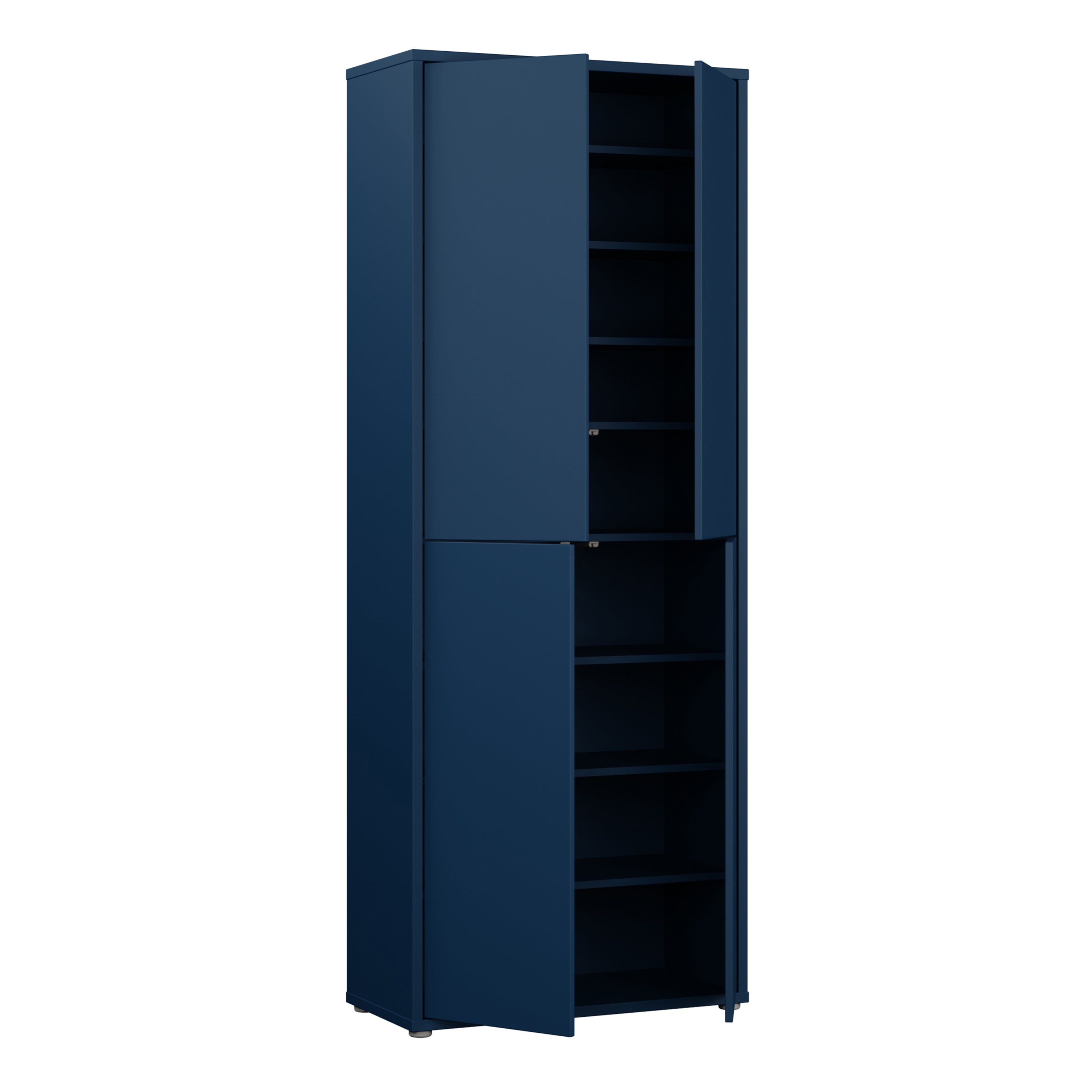 Alice Springs Tall Shoe Cabinet with 4 Doors Push-to-Open in Night Blue
