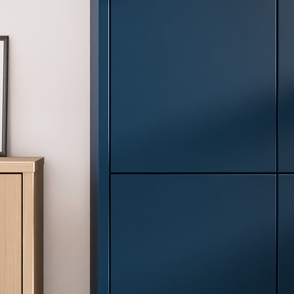 Alice Springs Tall Shoe Cabinet with 4 Doors Push-to-Open in Night Blue
