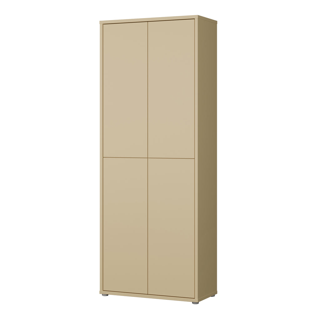 Alice Springs Tall Shoe Cabinet with 4 Doors Push-to-Open in Butter Yellow