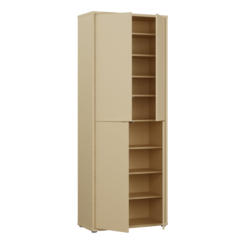 Alice Springs Tall Shoe Cabinet with 4 Doors Push-to-Open in Butter Yellow